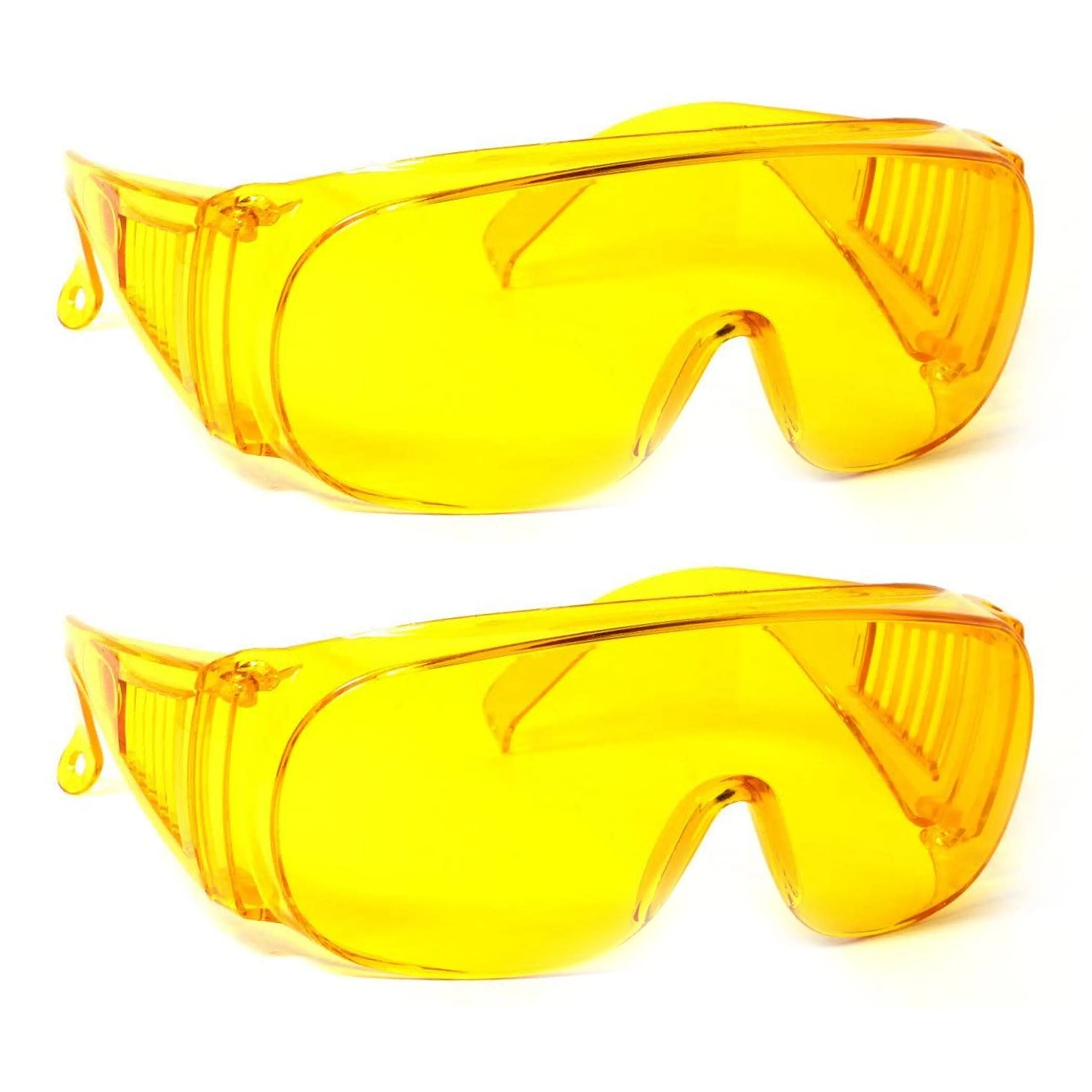 2 Pair Sunglasses Fit Over Frame Cover Glasses Drive Lens Safety Large Yellow