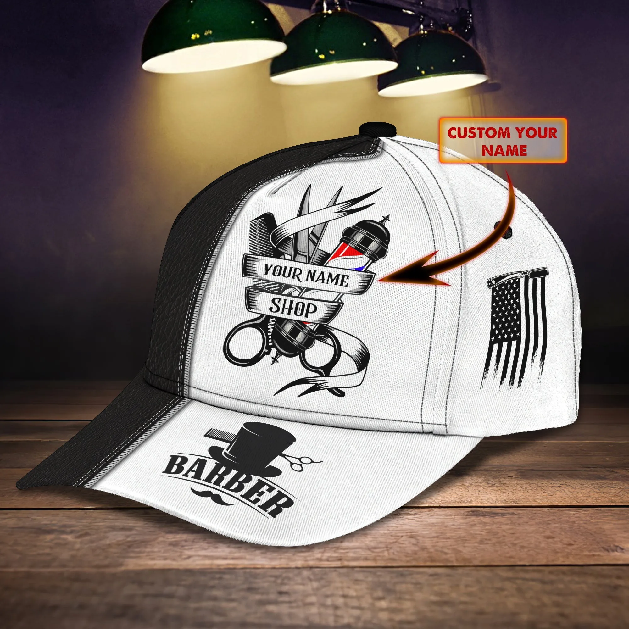 3D Classic Cap Barber1 Personalized Name Cap Namashops