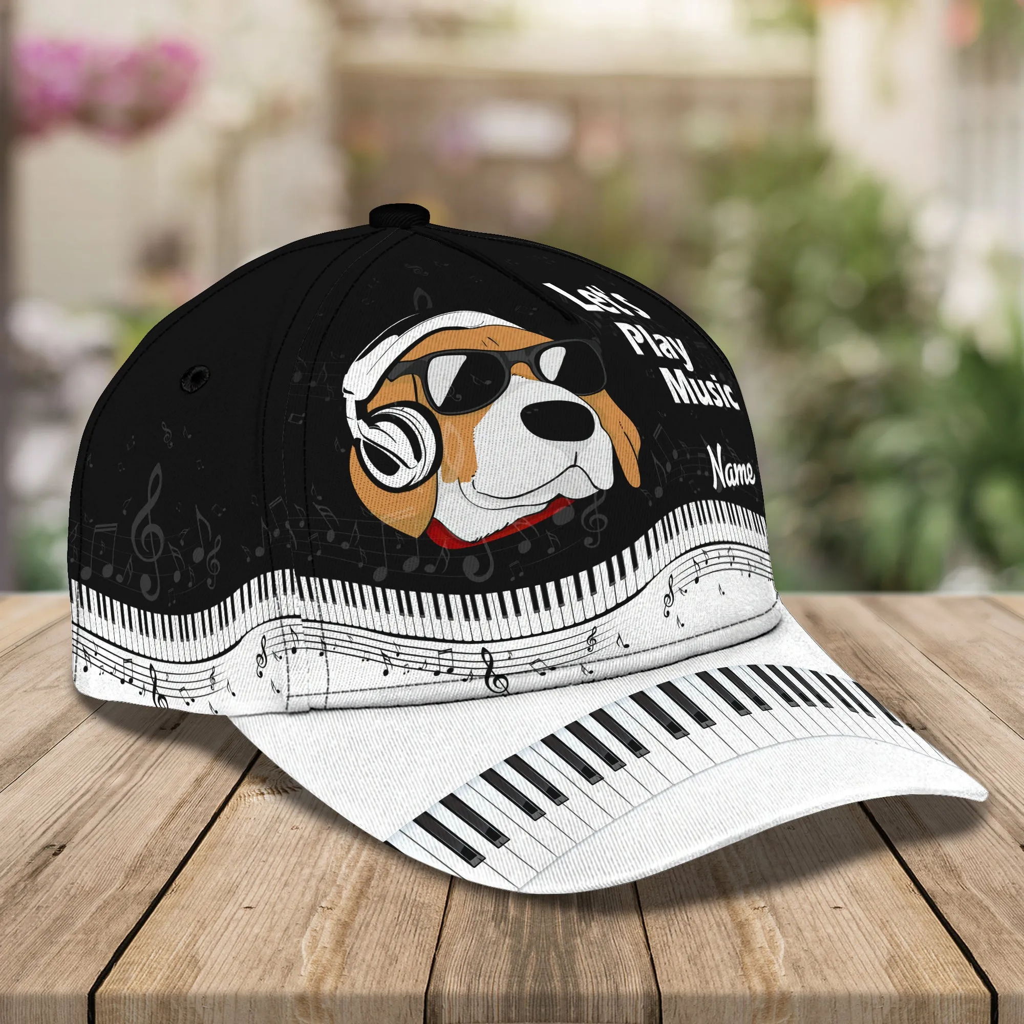 3D Classic Cap Beagle Piano Personalized Name Cap Namashops
