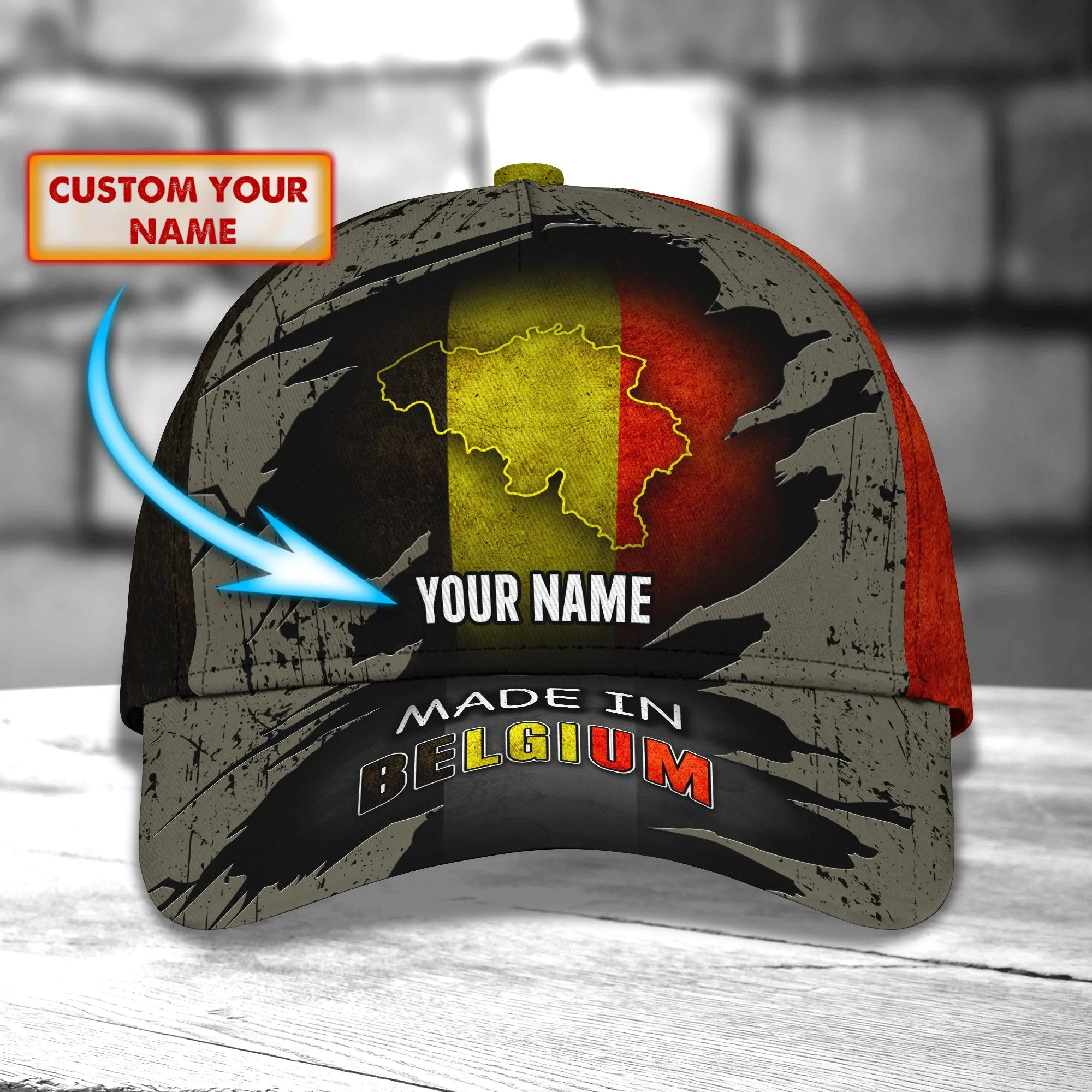 3D Classic Cap Belgium Personalized Name Cap 01 Namashops