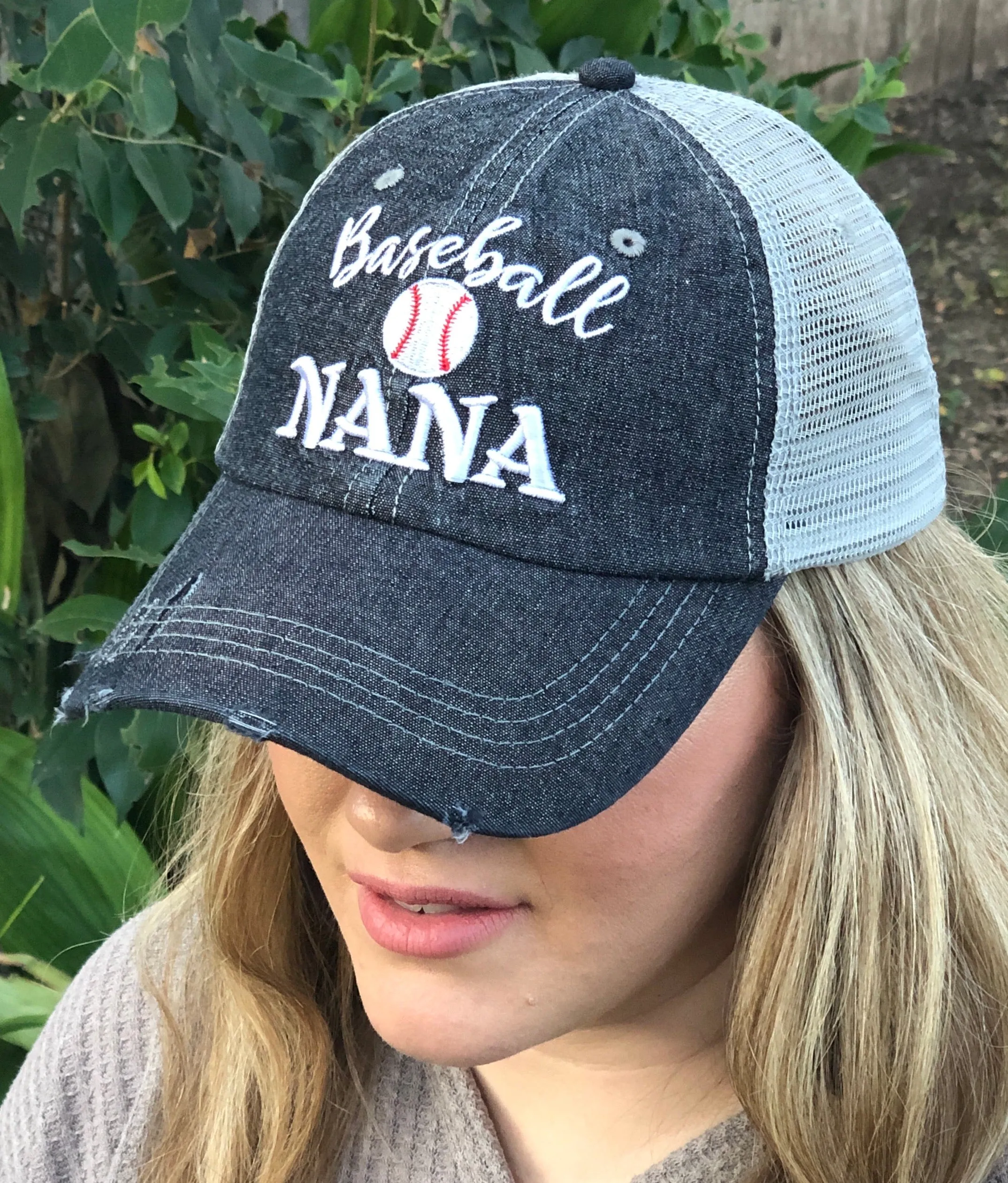 Baseball Nana Grandma Mesh Embroidered MESH Hat Trucker Hat Cap-214