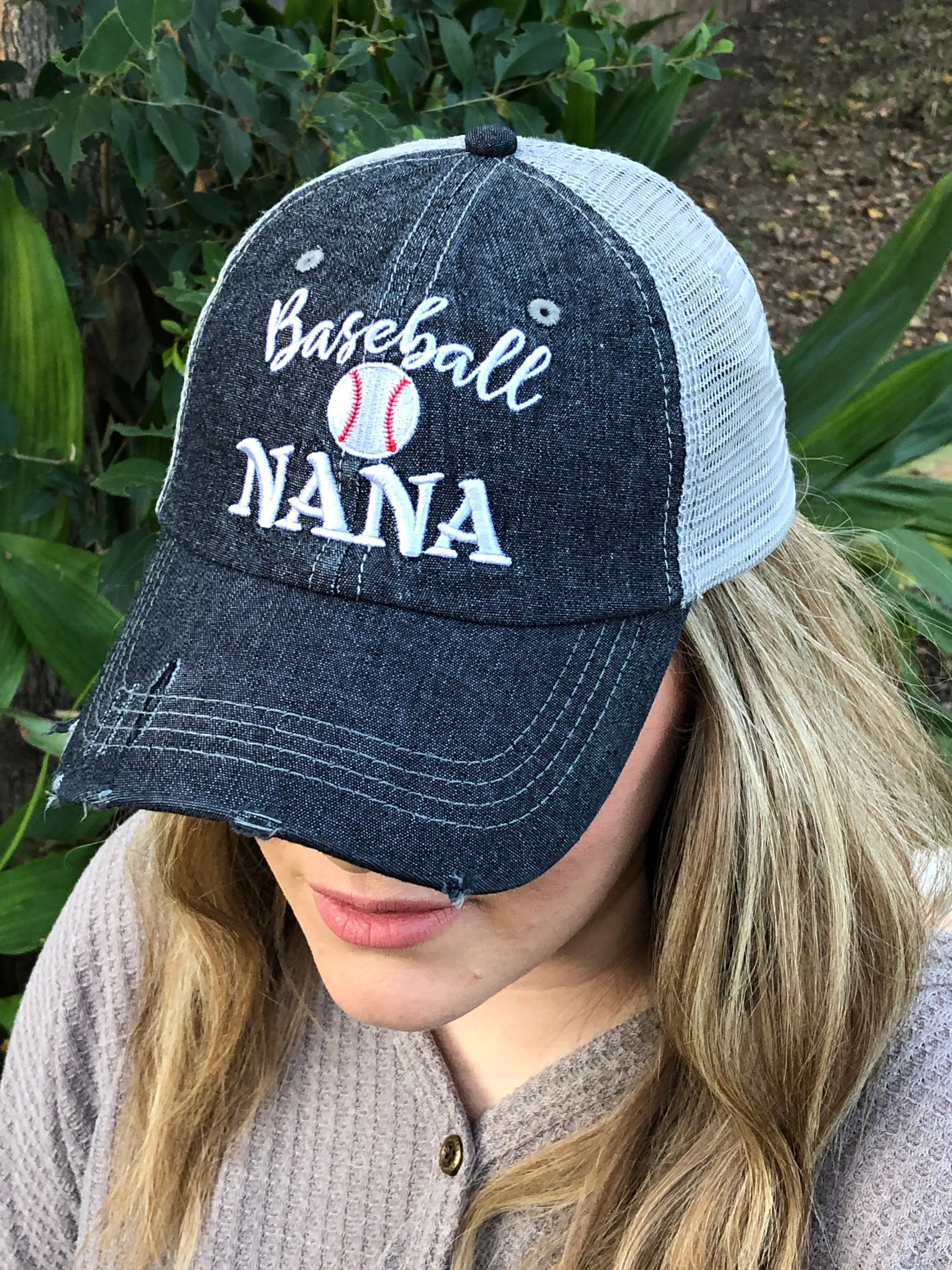 Baseball Nana Grandma Mesh Embroidered MESH Hat Trucker Hat Cap-214