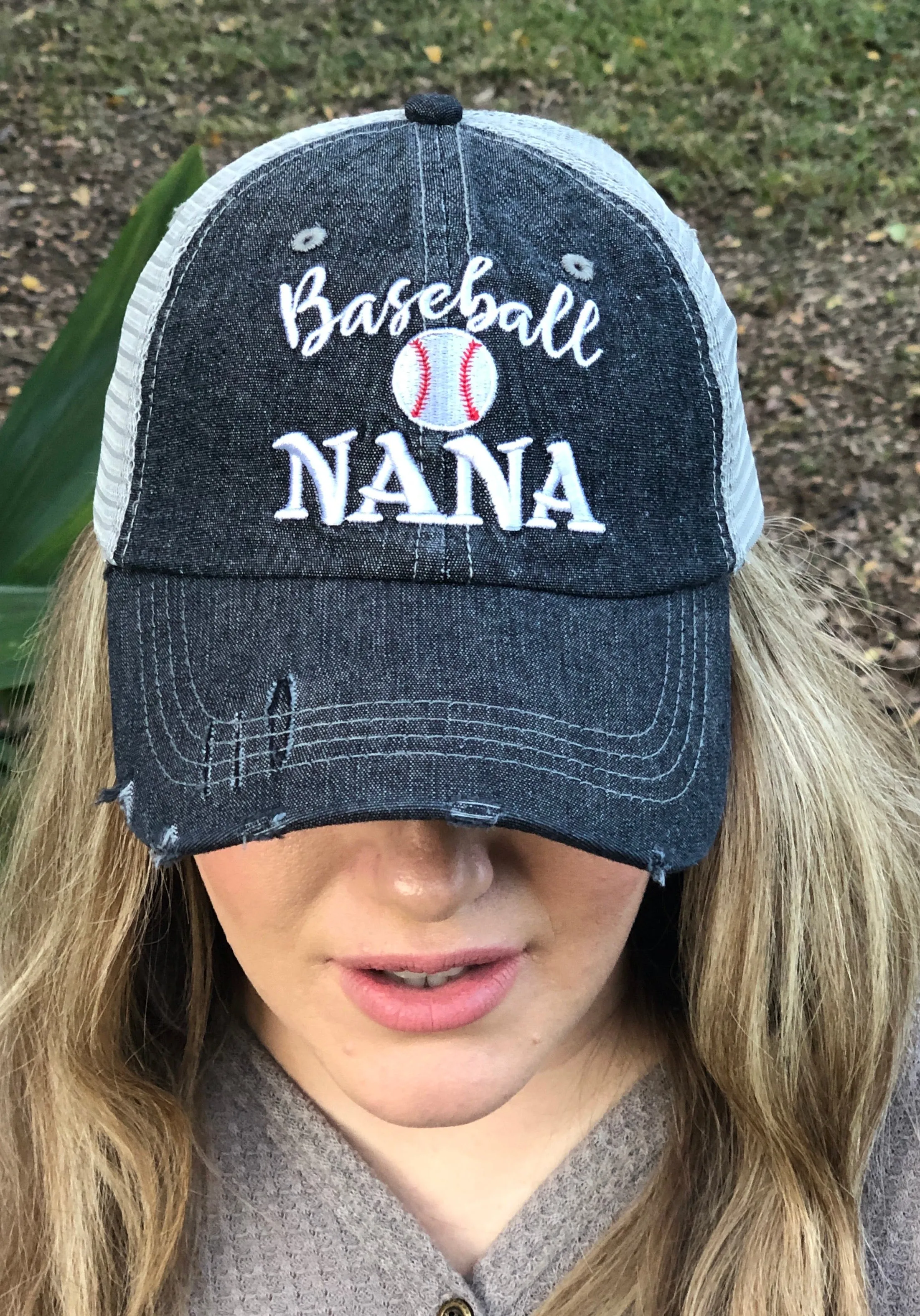 Baseball Nana Grandma Mesh Embroidered MESH Hat Trucker Hat Cap-214