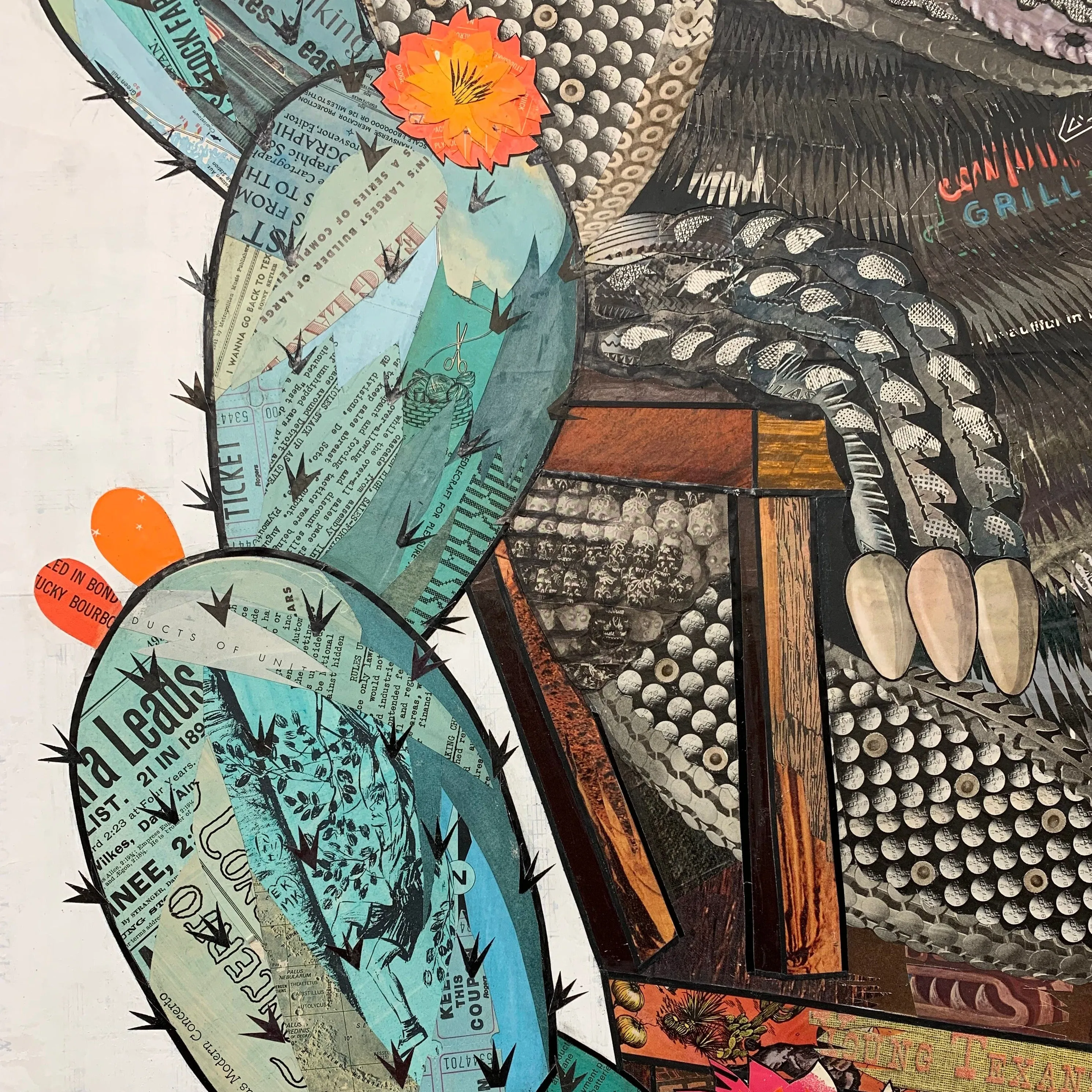 CUSTOM ROCKIN' ARMADILLO original paper collage