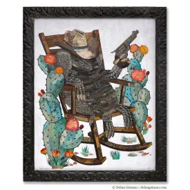 CUSTOM ROCKIN' ARMADILLO original paper collage