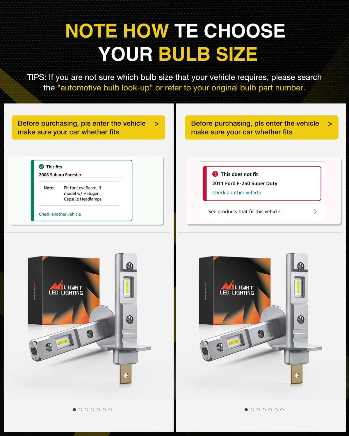 H1 Xenon LED Fog Light Bulbs EF1 Series 6000K | 2 BULBS