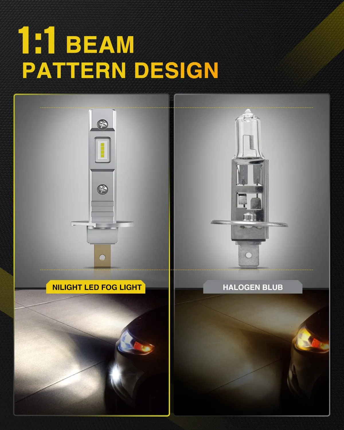 H1 Xenon LED Fog Light Bulbs EF1 Series 6000K | 2 BULBS