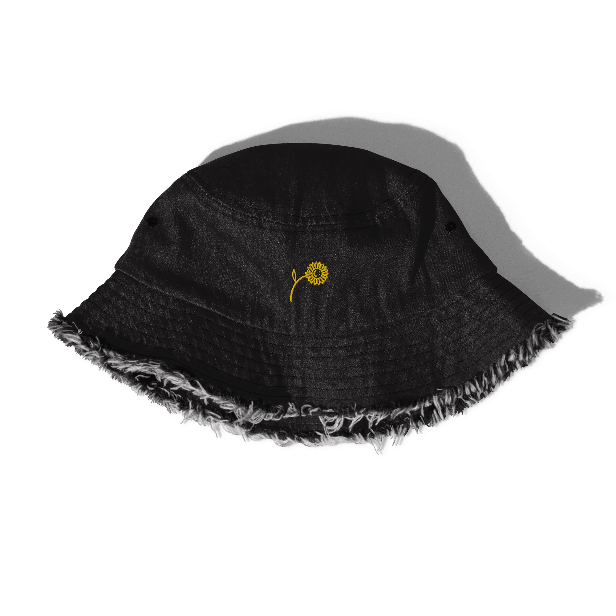 'Happy Sunflower' Denim Bucket Hat