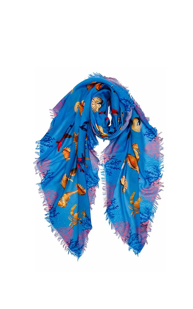 JC021060 Mermaid Printed Scarf w/Fringes