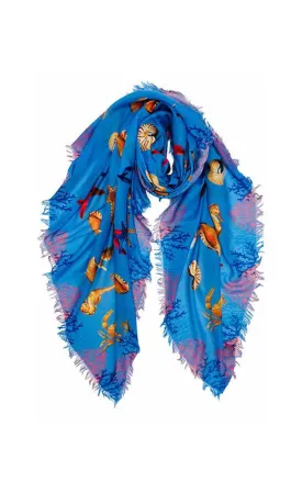 JC021060 Mermaid Printed Scarf w/Fringes