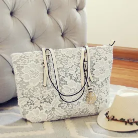 Lace & Chambray Tote