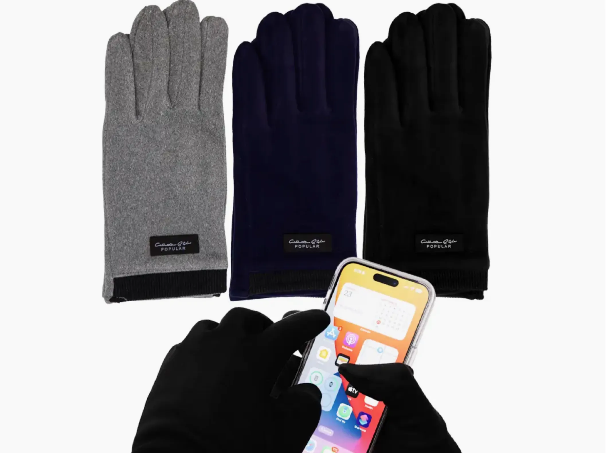 Men's Faux Wool Touchscreen Winter Gloves