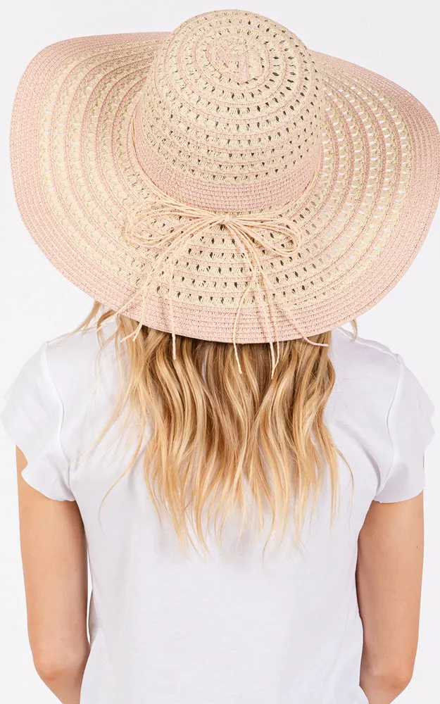 MH0208 STRIPED PATTERN WIDE BRIM FLOPPY HAT