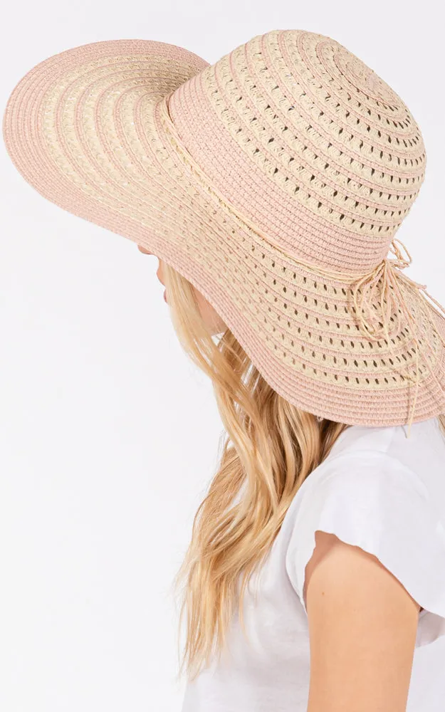 MH0208 STRIPED PATTERN WIDE BRIM FLOPPY HAT