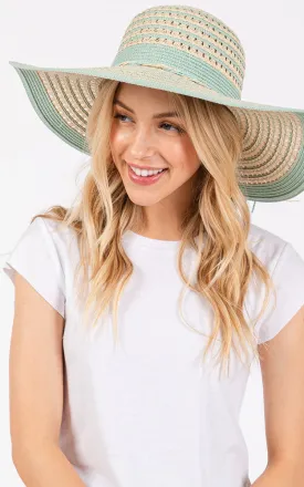 MH0208 STRIPED PATTERN WIDE BRIM FLOPPY HAT
