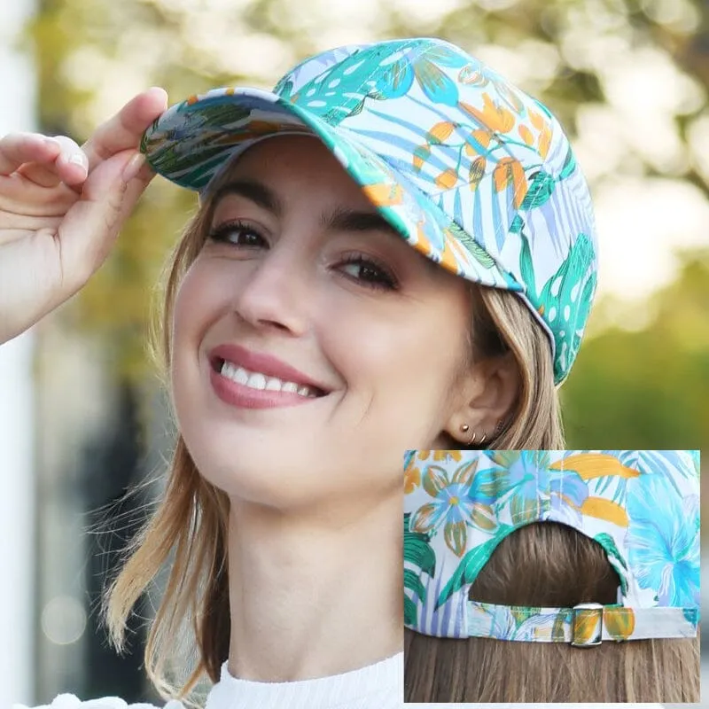 Mixed Floral & Leaves Baseball Cap 100% Cotton 521 Blue (1 unit)