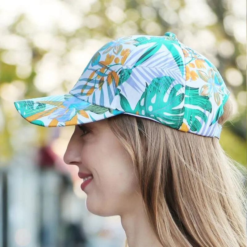 Mixed Floral & Leaves Baseball Cap 100% Cotton 521 Blue (1 unit)