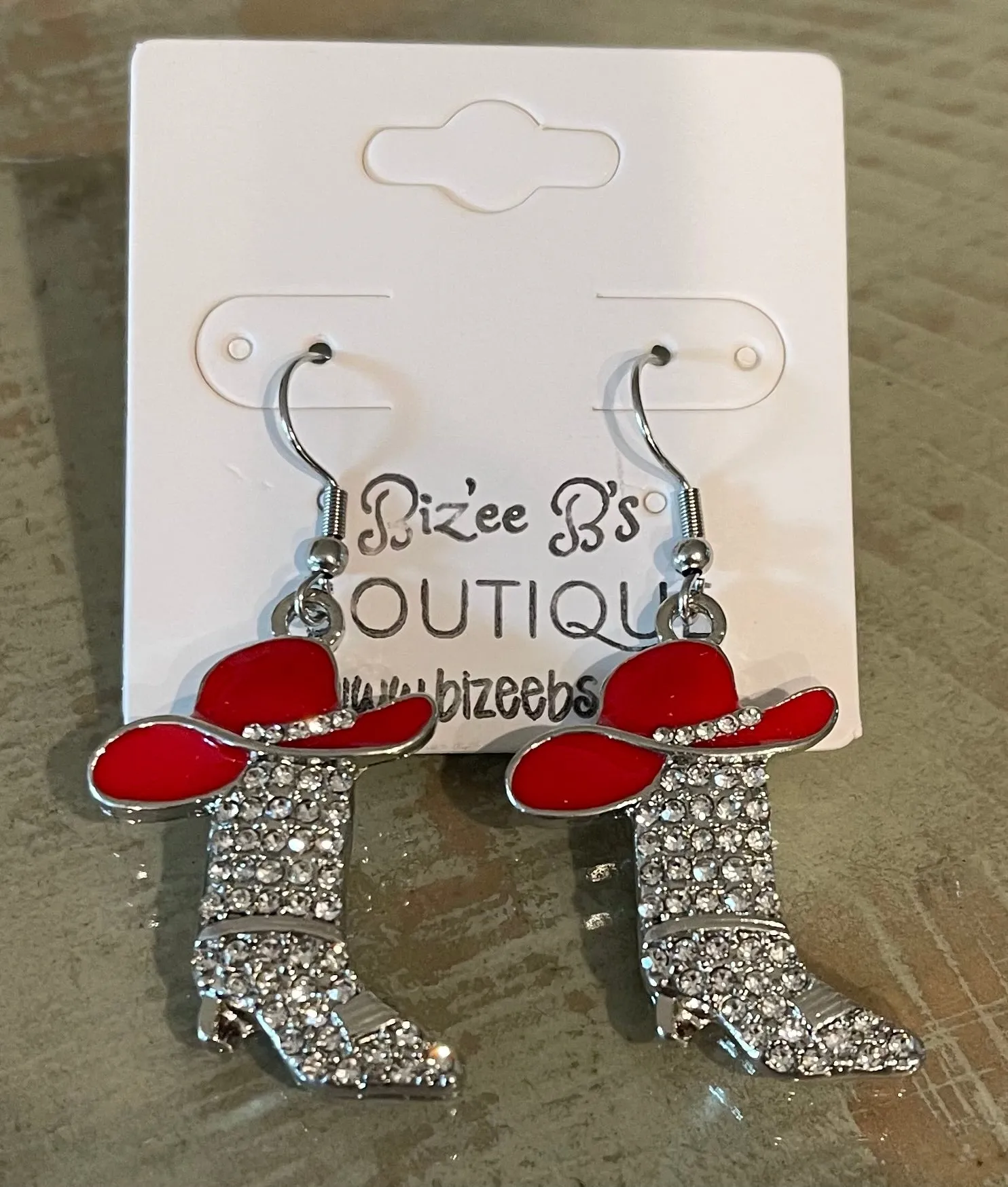 Rhinestone Cowboy Hat & Boots Earrings
