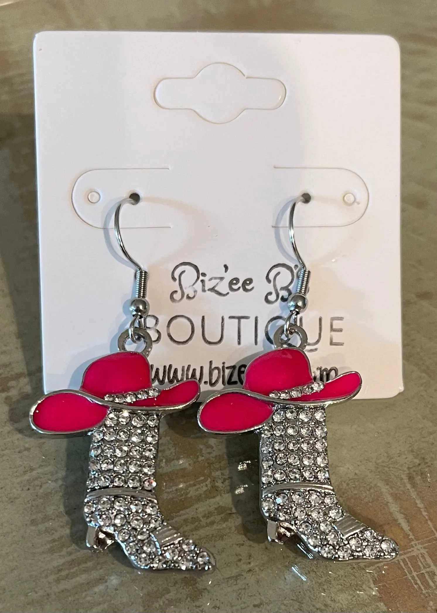 Rhinestone Cowboy Hat & Boots Earrings
