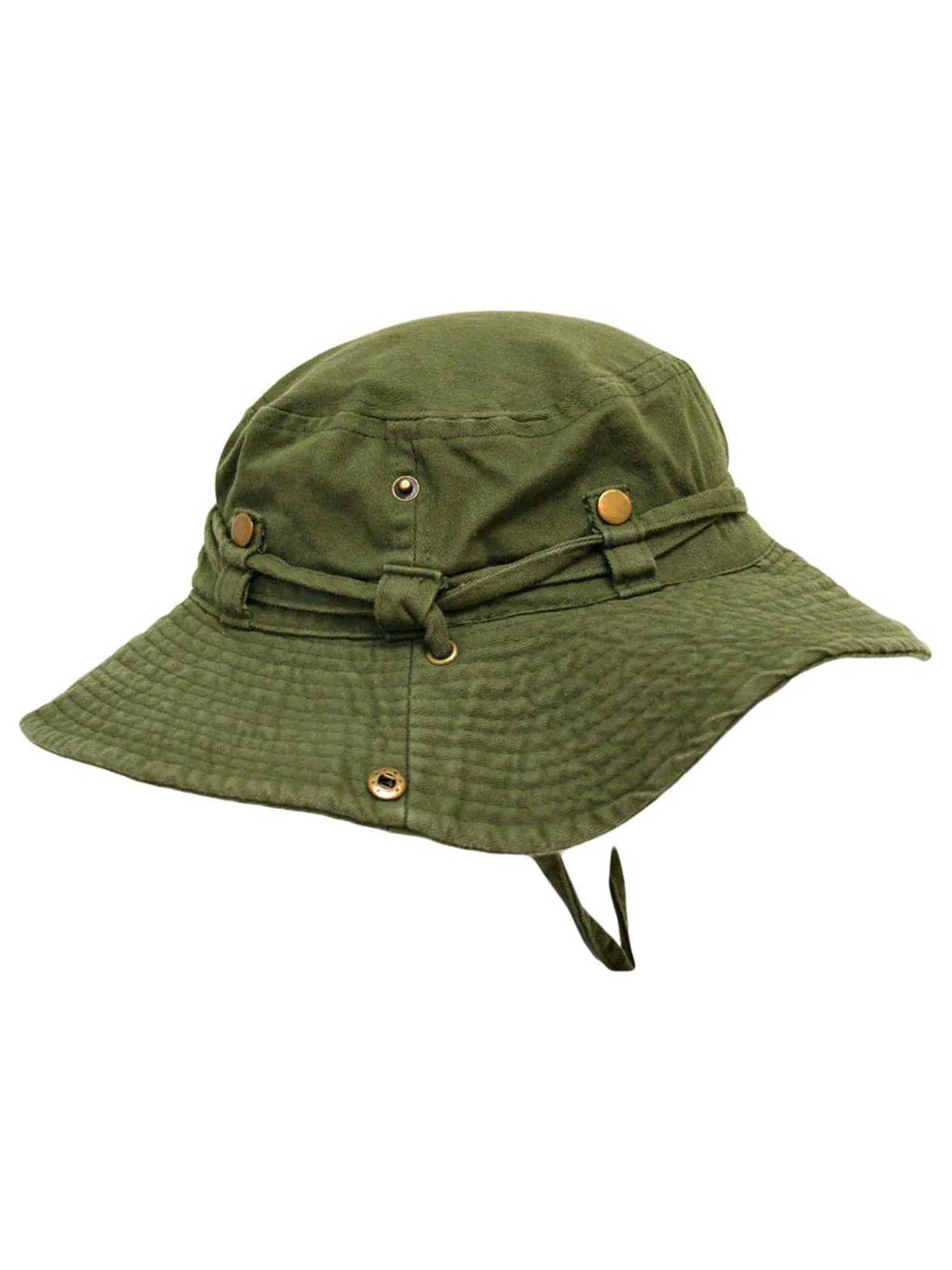 Safari Style Cotton Hat With Chin Cord & Side Snaps
