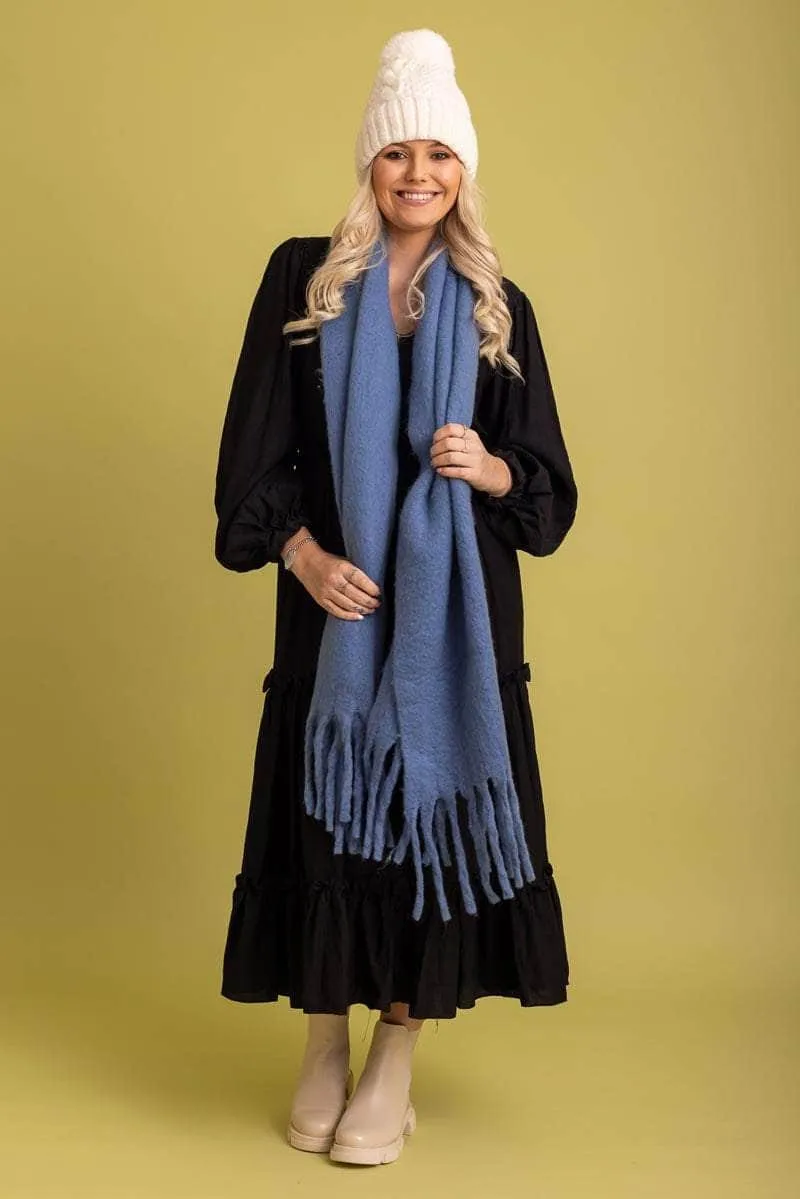 Tassel Scarf Dusty Blue