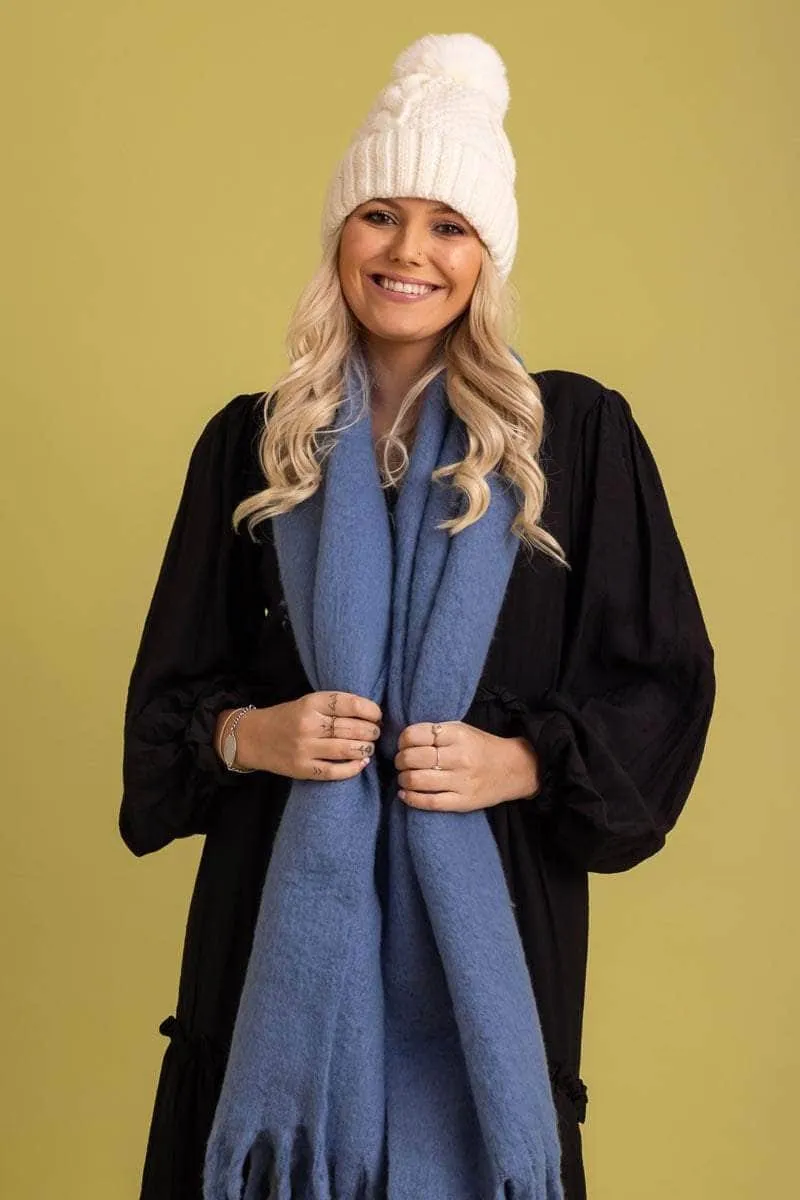 Tassel Scarf Dusty Blue
