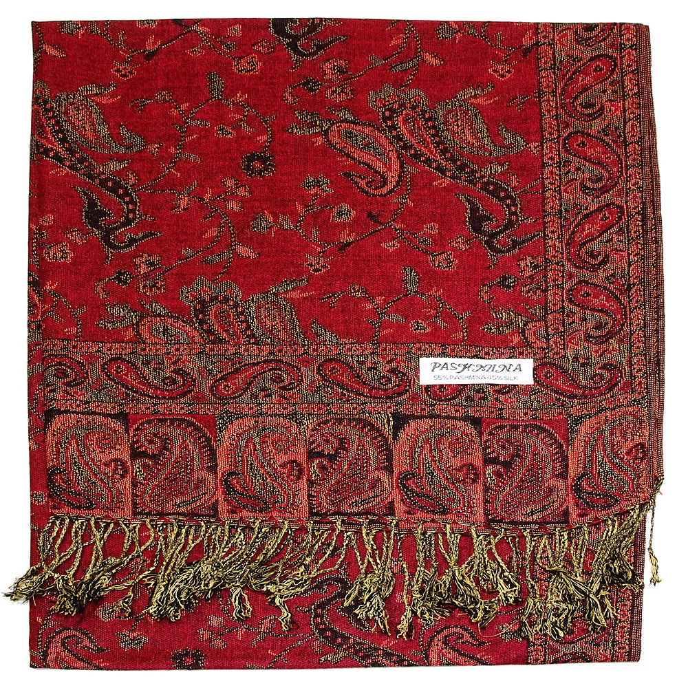 Women's Paisley Pashmina Scarf - Red